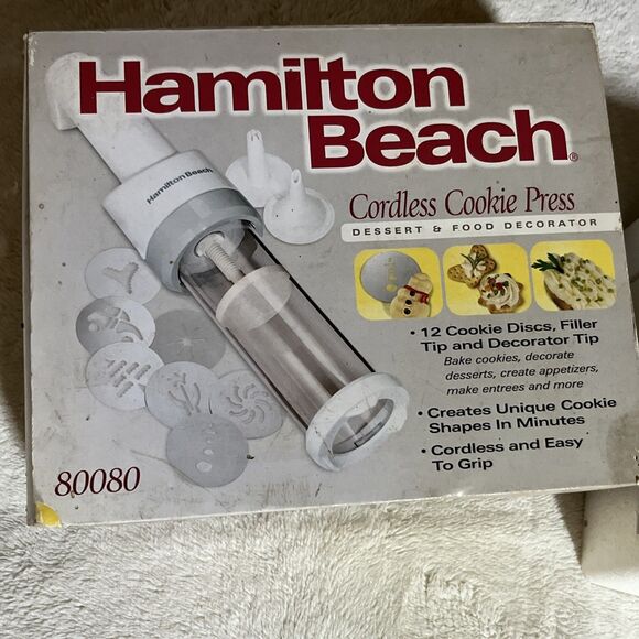 Hamilton Beach 80080 Cordless Cookie Press Dessert & Food Decorator New Open Box - Picture 2 of 9
